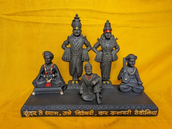 Picture of Exquisite Set of Vithhal Rukmini, Chatrapati Shivaji Maharaj, Dnyaneshwar Mauli, and Tukaram Maharaj Statues: A Harmonious Tribute to Spiritual Icons. | Size - 9 Inch